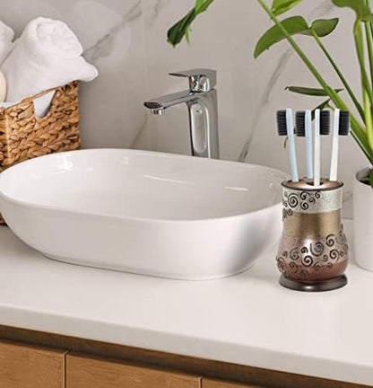Zahari Home 4pc Miramar Bathroom Accessories Sets Lotion Pump, Tumbler, Tooth Brush Holder and Soap Dish Unique Design Multi Color Bathroom Set