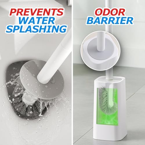 FORASTO Toilet Bowl Brush and Holder Set - Toilet Scrubber Brush,Cleaning Brush,Bathroom Decor,Household Essentials,Cleaning Supplies,White