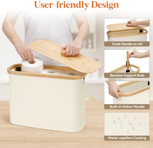 Lifewit Toilet Paper Storage Holder, Large Stand Basket, 23L, White