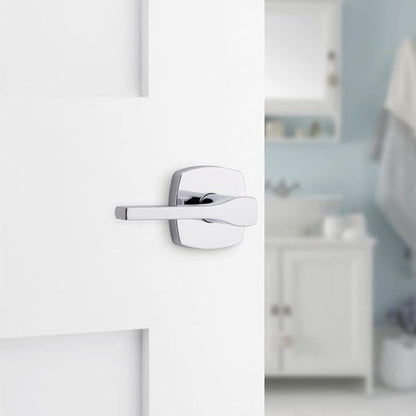 Kwikset Tripoli Lever Interior Privacy Door Handle with Lock, Door Lever for Bathroom and Bedroom, Polished Chrome Reversible Keyless Turn Lock (Pack of 2)