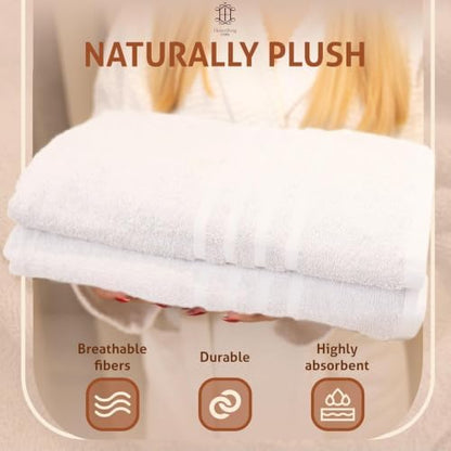 CORE 4-Piece Cotton Bath Towels for Bathroom | Value Pack, Soft, Absorbent, Quick-Dry, Lightweight, Minimalist, 27x54 in, White