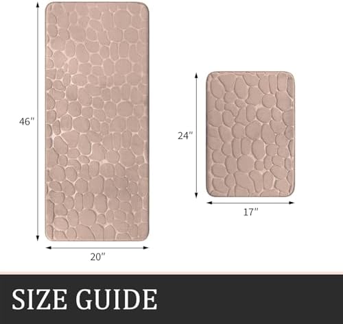 YIHOUSE Bathroom Rugs Mat Set, Memory Foam Bath Mat 2 Piece Khaki