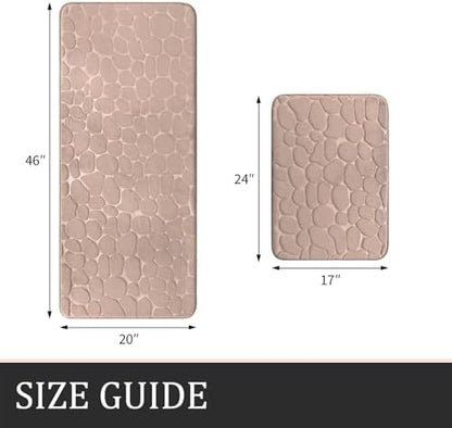 YIHOUSE Bathroom Rugs Mat Set, Memory Foam Bath Mat 2 Piece Khaki