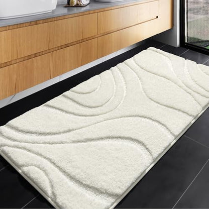 DEXDE Bathroom Rugs Runner Non Slip Bath Mats for Floor Shower 24x47 White