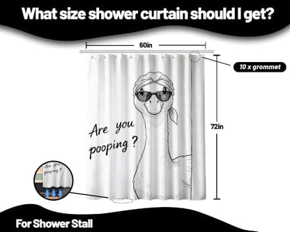 Funny Duck Shower Curtain are You Pooping Novelty Goose Shower Curtains for Bathroom Decor Sets, Waterproof Cloth Fabric with Hooks, 60 x 72 Inch