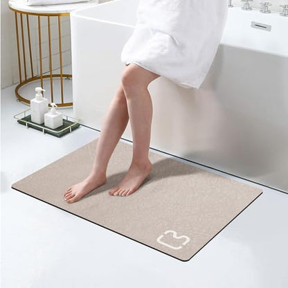 Diatomaceous Earth Bath Mat Stone Bath Mats for Bathroom,17"x27.5",Taupe