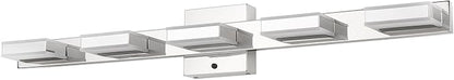 mirrea 32" 5 Light 3CCT LED Chrome Bathroom Vanity Light Fixture | Over Mirror,Bathroom Lighting,3000K/4000K/5000K ,Dimmable,Rust-resistant,Moisture-resistant,Acrylic shade,Wall Mount