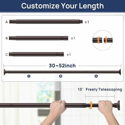 ENJOYBASICS 1" Bronze Shower Curtain Rod, 30-52" Adjustable, Secure Tension