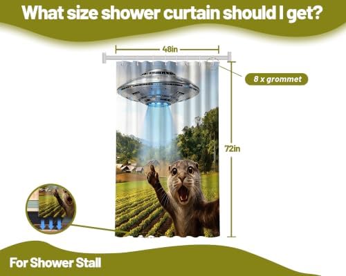 Small Stall Narrow Shower Curtain 48 x 72 Inch Funny Otter Stand Up Carzy Animal Shower Curtains for Rv Camper Bathroom Decor Sets, Waterproof Cloth Fabric with Hooks
