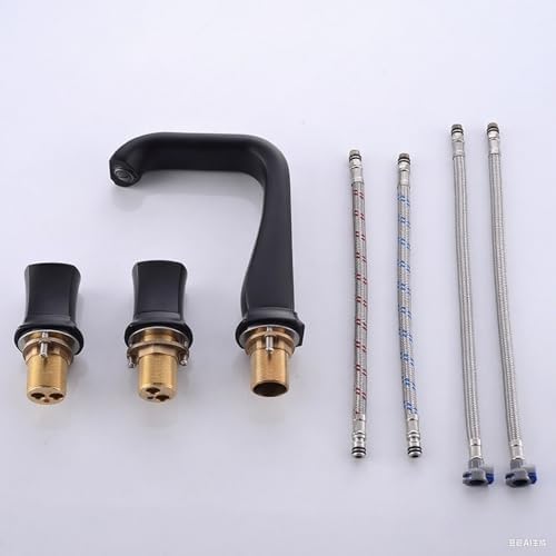 Modern 3-Hole Bathroom Faucet, Dual Handle Gold Mixer Tap, Hot & Cold Water, Elegant Design for Sink, Premium Quality, Luxury Gold Finish, Easy Installation