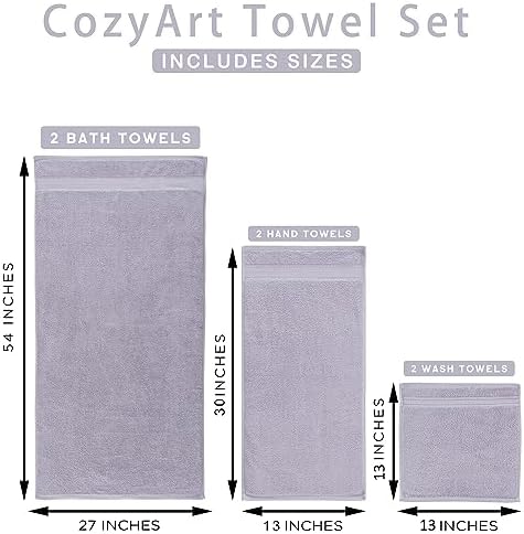 COZYART Luxury Bath Towel Set 3 PCS, Lavender 100% Turkish Cotton 650 GSM