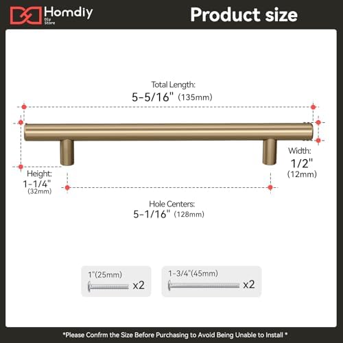 homdiy 2Pack 5in Cabinet Handles Champagne Bronze Kitchen Cabinet Pulls Drawer Pulls for Dresser Drawers