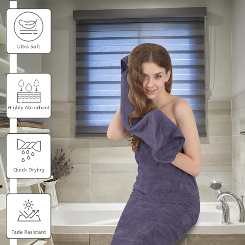 Extra Large Bath Sheet Set of 4,Ultra Soft Fluffy Towel,35”x 70”Oversized Bath Towel Set,Premium Microfiber Bathroom Towel Set Highly Absorbent Quick Dry Shower Towel for Bathroom,Hotel,Spa (Purple)