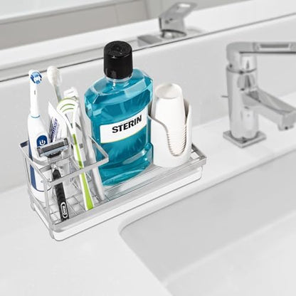 Toothbrush Holders Toothpaste Organizer Bathroom Accessories, Silver