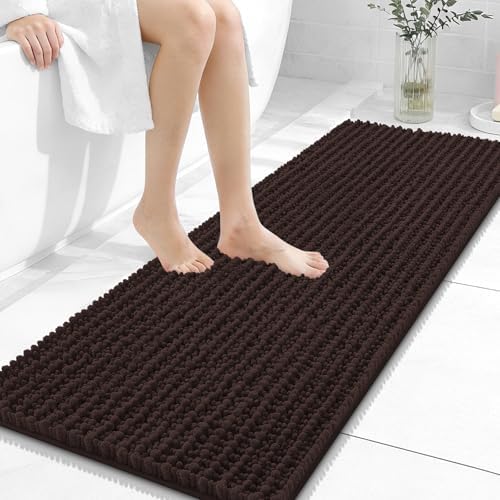 OLANLY Bathroom Runner Rugs 47x17, Thick Soft Absorbent Chenille Bath Rugs