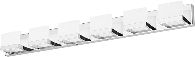 Tipace 6 Lights Dimmable LED Modern Vanity Lights for Bathroom, Chrome Bathroom Wall Light Fixtures Over Mirror (White Light 6000K)