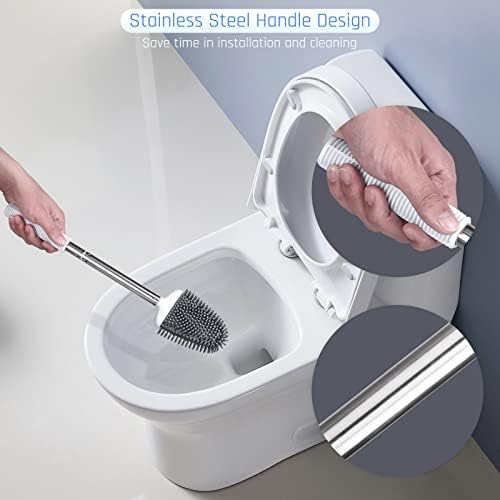 Sellemer Silicone Toilet Brush, Ventilation Slots Base Holder 1 Pack, White