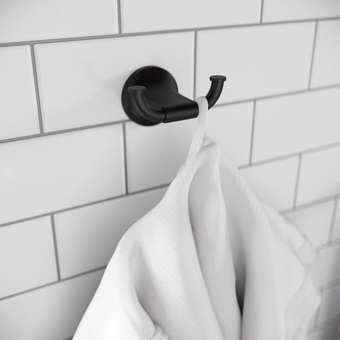 Pfister Pfirst Modern Towel Hook, Bathroom Towel Hook, Wall-Mounted, Screw-in, Matte Black Finish, BRHPFM0B (Pack of 3)