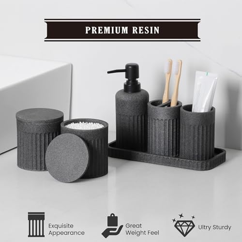 INIUNIK Bathroom Accessory Set, 6 Pieces, Dark Grey