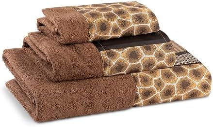 Zahari Home Safari Stripes Animal Bathroom Towel Set - 3 Piece Towel Set, Leopard and Cheetah Design with Zebra and Tiger Patterns
