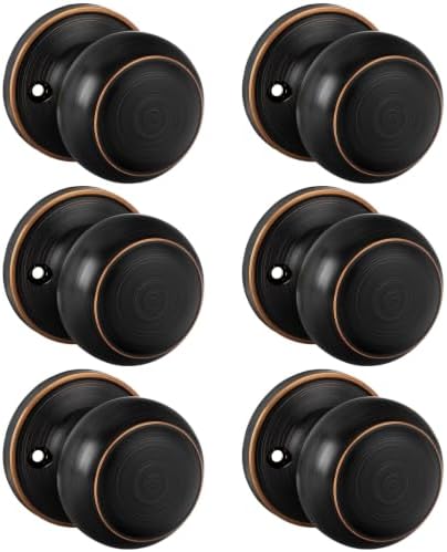 Haidms 3 Pack Oil Rubbed Bronze Door Knobs Dummy, Half Bronze No-Turning Dummy Closet Doors Single-Sided Door Locks (6 Pieces/3 Pairs)