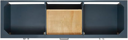 DKB Olivia 72" Midnight Blue Double Bathroom Vanity, 1.5" Pure White Quartz Countertop, Rectangular Undermount Sinks, 4 Soft-Closing Doors, 3 Dovetail Full Extension Drawers