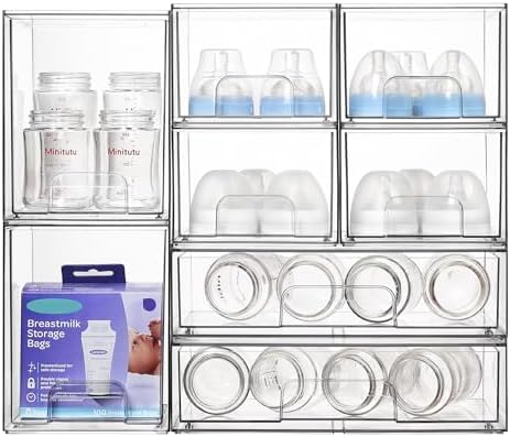 Vtopmart Clear Stackable Storage Drawers Set of 8, Plastic Organizer Bins