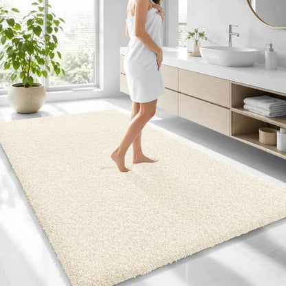 OLANLY Microfiber Large Bathroom Rugs 70x46, Soft Absorbent Bath Mat, White