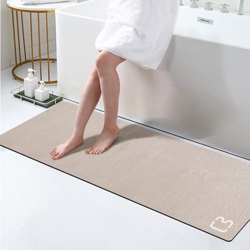 Extra Long Bathroom Runner Large Stone Bath Mats for Bathroom,17"x59"Taupe