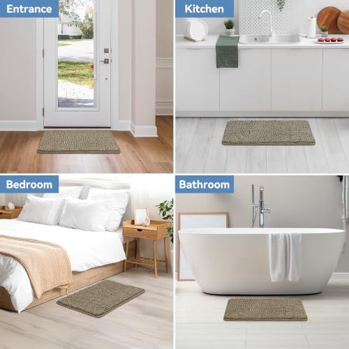 Bcoimo Bath Rug Mat,30x20 Chenille High Absorbent Latte Bathrom Floor Mats