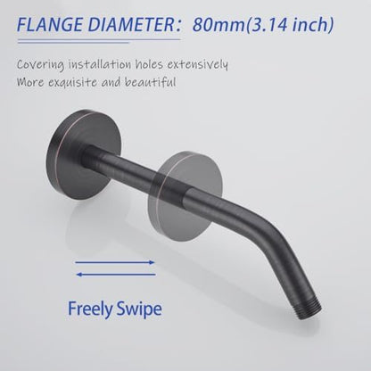 Shower Arm with Flange, Made of 304 Stainless Steel Shower Extension Extender Pipe, Wall-Mounted for Fixed Bathroom Showerhead, Never Rust 10 Inch Oil Rubbed Bronze,SW-RD91018-10-ORB.