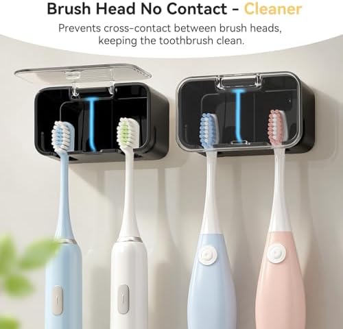 MOPMS Toothbrush Holders for Bathrooms with 2 Slot Independent Compartment