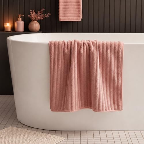 2 Piece Bath Sheets, 40"x80" Microfiber Bath Towels, Pink
