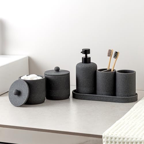Bathroom Accessories Set, 6 PCS Bathroom Accessorry Set, Grey