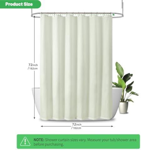 eachope Waterproof Fabric Shower Curtain Liner,72x72 Inch Green,1 Pack