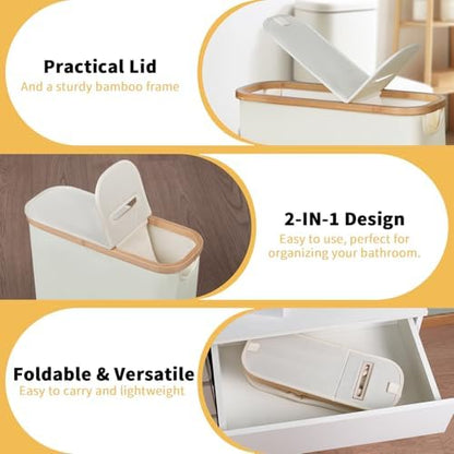 efluky Toilet Paper Storage and Holder 2 in 1, Toilet Paper Storage with Lid for Bathroom 28L, Free Standing Holder Organizer Holds Up to 9-12 Rolls, Beige