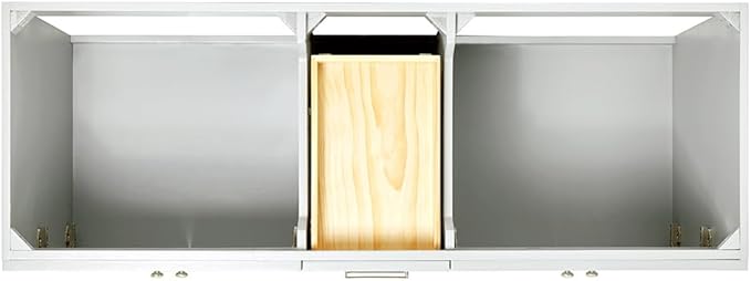 ARIEL Hamlet 60-inch Bathroom Vanity Base Cabinet,Solid Wood, 4 Soft Closing Doors, 3 Dovetail Drawers, Brushed Nickel, Grey