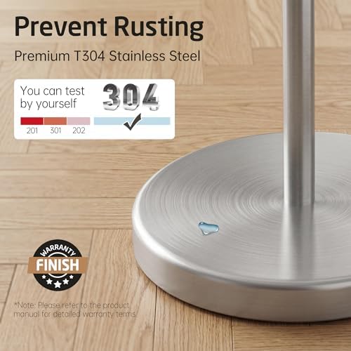 KES Toilet Paper Holder Stand SUS 304 Stainless Steel Rustproof Pedestal Lavatory Tissue Roll Holder Floor Stand Modern Brushed Nickel Finish, BPH283S1-2
