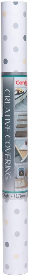 Con-Tact Brand Creative Covering, Self-Adhesive Shelf Liner, Multi-Purpose Vinyl Roll, Easy to Use and Apply, 18'' x 16', Dottie Gray