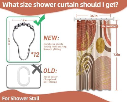 Burnt Orange Stall Shower Curtain, 36X72 in Narrow Small, Mid Century