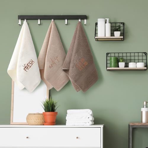 FuWeave 3 Pcs Brown Decorative Hand Towels for Bathroom,So Fresh So Clean