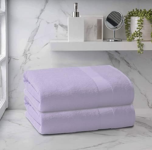 Belizzi Home Premium Cotton Oversized 2 Pack Bath Sheet 35x70-100% Pure Cotton - Ideal for Everyday use - Ultra Soft & Highly Absorbent - Machine Washable - Purple