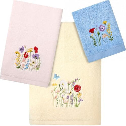 Peryiter 3 Pack Wildflower Decorative Bath Towel Set