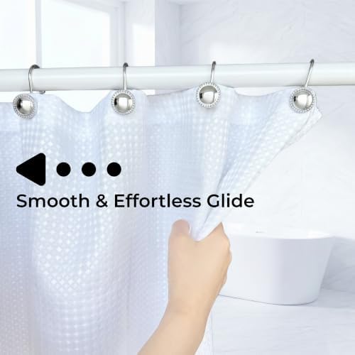 Shower Curtain Hooks,Rust-Resistant Decorative Rings,12-Pack,Chrome