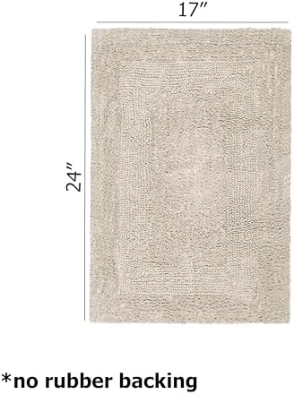 COTTON CRAFT 2 Pack Reversible Bath Mat - Soft Plush Bath Rug -17x24- Linen