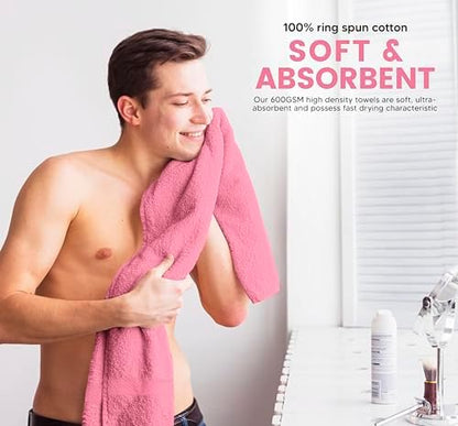 Towel and Linen Mart 100% Cotton 12 Pack Bath Towel Set, Quick Dry, Super Absorbent, Light Weight, Soft, (27 x 54 Pack of 6) (27 x 54 12 Pack, Plum, Pink, Beige, Grey, White, Peach)