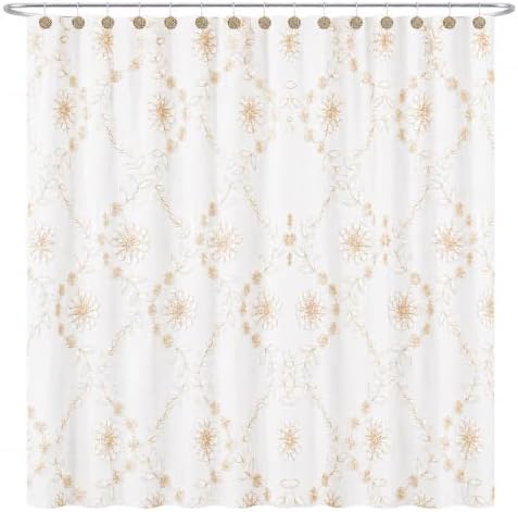 Rose Vine Shower Curtain Fabric Laced Shower Curtain for Bathroom Classic Unique Design Luxury Bathroom Curtain Bathtub Home Decor 72"x70", Beige