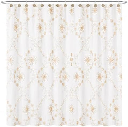 Rose Vine Shower Curtain Fabric Laced Shower Curtain for Bathroom Classic Unique Design Luxury Bathroom Curtain Bathtub Home Decor 72"x70", Beige