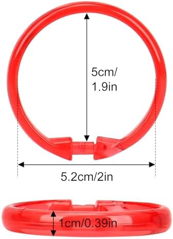 Red Shower Curtain Hooks - 12 Pcs Circular Plastic Shower Curtain Rings for Bathroom - O Shaped Transparent Red Shower Hooks Rings for Shower Curtain Rod