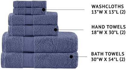 Madison Park Organic Cotton Bath Towel Set Absorbent, 6 Piece, Navy